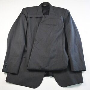 Paul Dion 46L 36x34 Dark Gray Birdseye 100% Wool Lee Mens Jacket Pants Suit